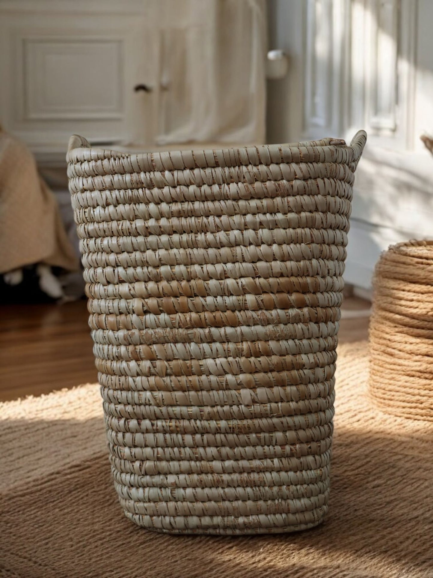 Grand panier de rangement en raphia SERJIO – Fait main